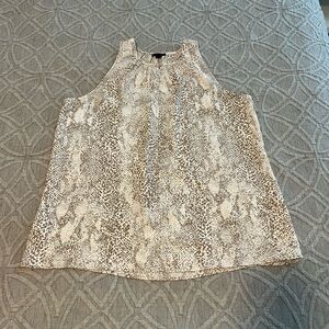 Ann Taylor tank blouse tan/cream snake print with keyhole opening M